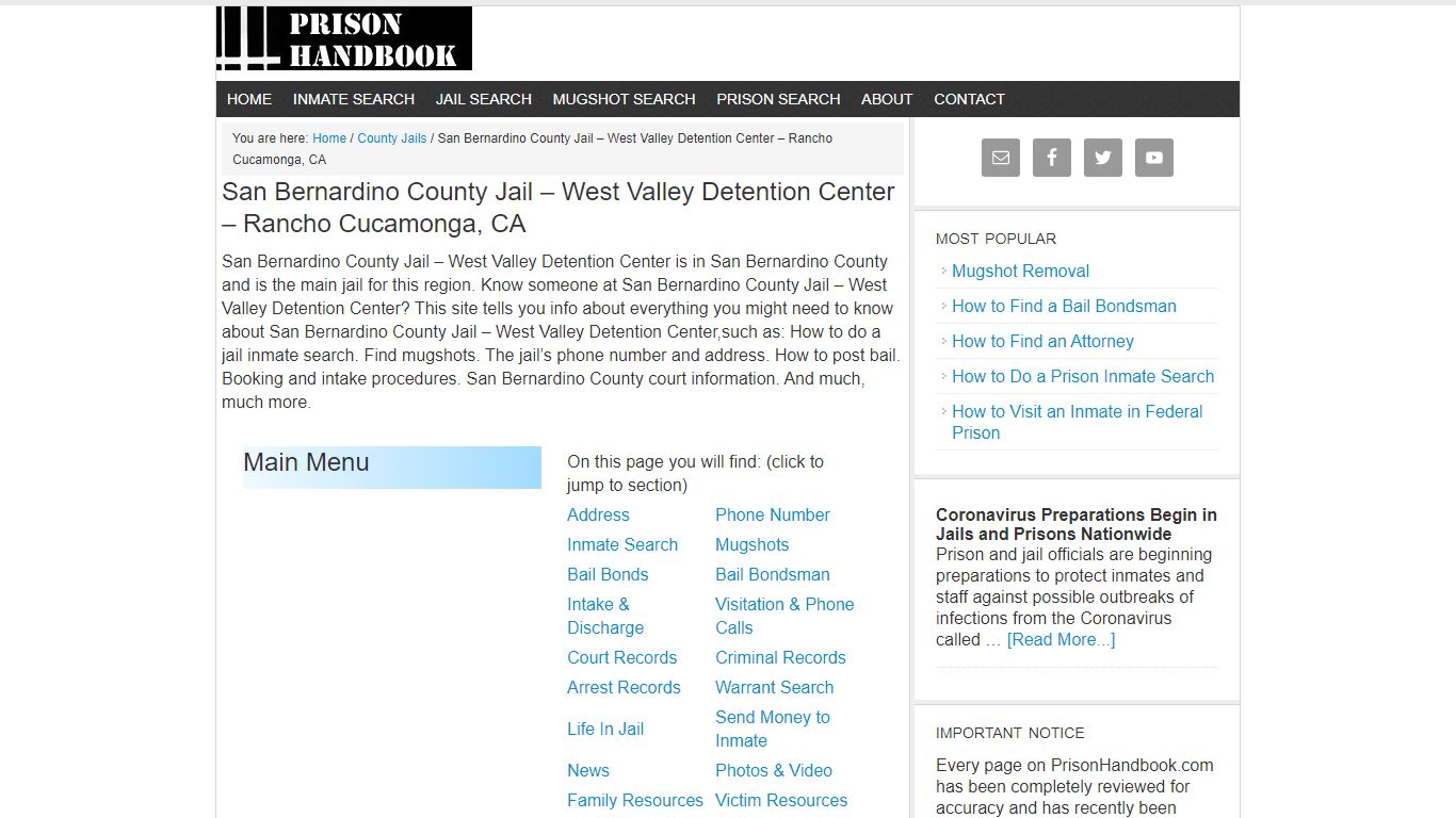 San Bernardino County Jail – West Valley Detention Center – Rancho ...
